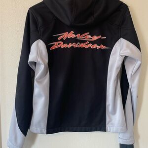 Harley-Davidson Black and Gray Shell Jacket with removable hood women’s small